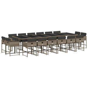 vidaXL 17-osaline aia s&ouml;&ouml;gim&ouml;&ouml;bli komplekt patjadega, hall, pol&uuml;rotang