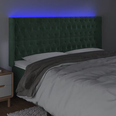 vidaXL LED-voodipeats, tumeroheline, 203x16x118/128 cm, samet