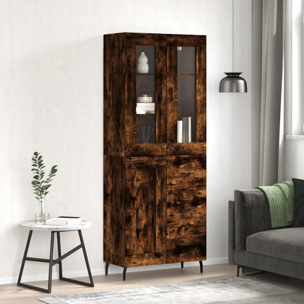 vidaXL k&otilde;rge kapp, suitsutatud tamm, 69,5 x 34 x 180 cm, tehispuit