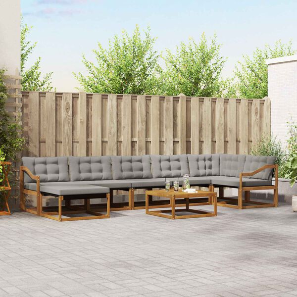 vidaXL V&auml;li diivanikomplekt padjaga 8 pcs Looduslik ja Hele Hall