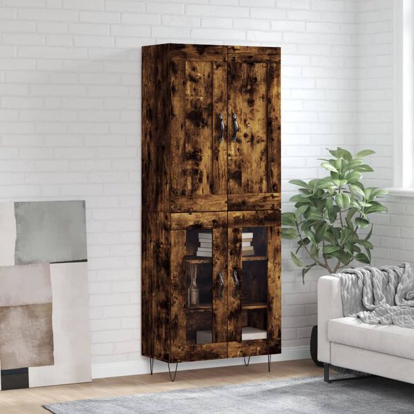 vidaXL k&otilde;rge kapp, suitsutatud tamm, 69,5 x 34 x 180 cm, tehispuit