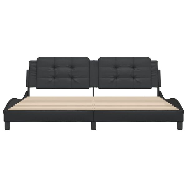 vidaXL voodiraam ilma madratsita Zadar, must, 200x200 cm, kunstnahk