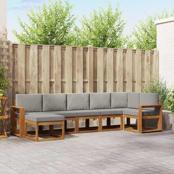 vidaXL V&auml;li diivanikomplekt padjaga 7 pcs Looduslik ja Hele Hall