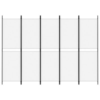 vidaXL 5 paneeliga ruumijagaja, valge, 250 x 180 cm, kangas