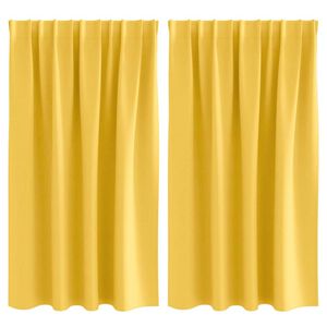 vidaXL Kardinad r&otilde;ngastega 2 pcs Kollane sinep 140 x 140 cm Pol&uuml;ester