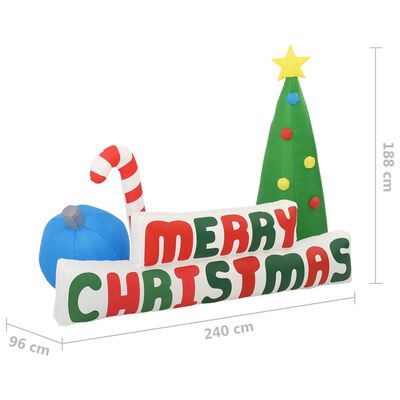 vidaXL Merry Christmas täispumbatav LED-dekoratsioon, 240x188 cm