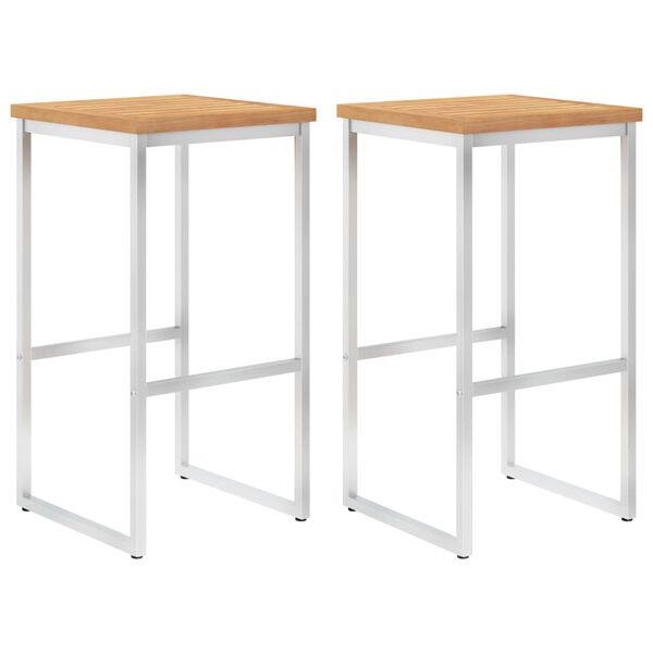 vidaXL aiatoolid, 2 tk, toekas tiikpuu ja roostevaba teras