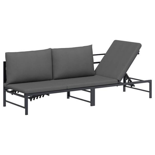 vidaXL 3-Kohaline P&auml;evitustool Must 200 x 62 x 59 cm Tekstileen