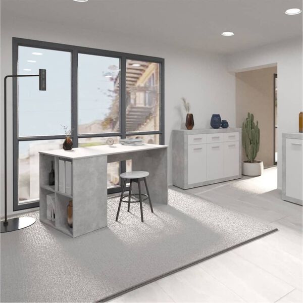 FMD kirjutuslaud küljeriiulitega, 117 x 73 x 75 cm, betoonivärvi