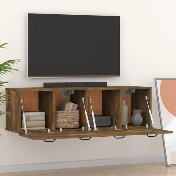 vidaXL seinakapp, 2 tk, suitsutatud tamm, 80x35x36,5 cm, tehispuit