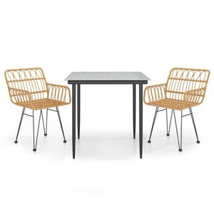 vidaXL 3-osaline aiamööbli komplekt, polürotang