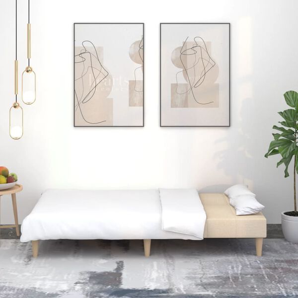 vidaXL 2-kohaline diivanvoodi, kreemjas, kangas