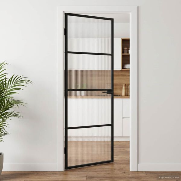 vidaXL Kodu uks 76 x 201,5 x 3,5 cm Alumiinium ja T&ouml;&ouml;deldud Klaas