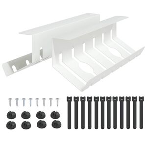 vidaXL Kabli haldamise tray laua all 2 tk Valge 44 x 11,5 x 13,5 cm