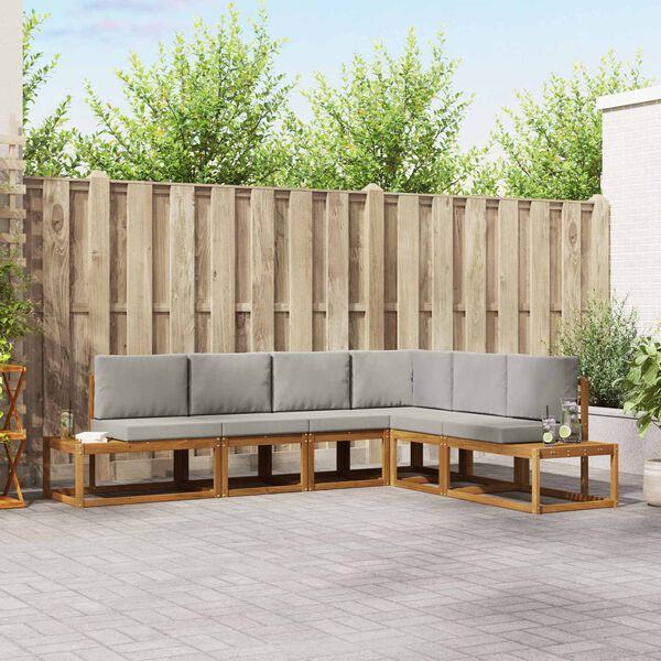 vidaXL V&auml;li diivanikomplekt padjaga 6 T&uuml;kk Looduslik ja Hele Hall