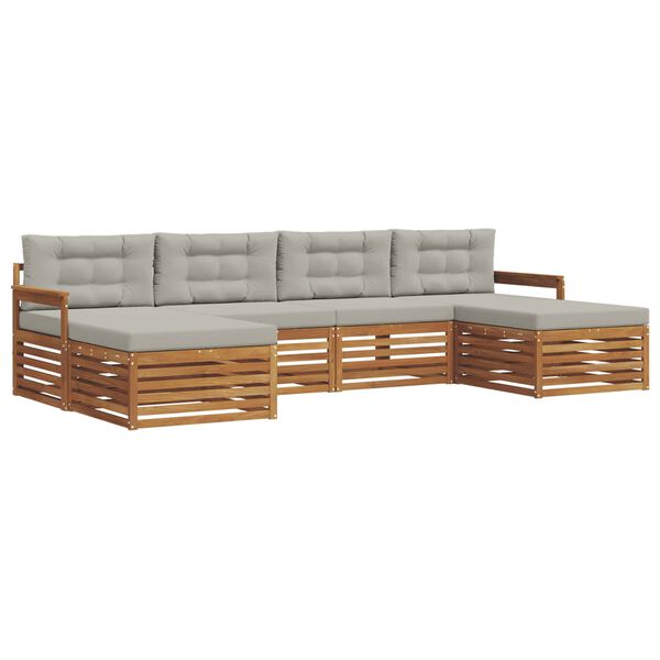 vidaXL Diivanikomplektid 6 pcs Looduslik ja Hele Hall Tugev akatsiapuu