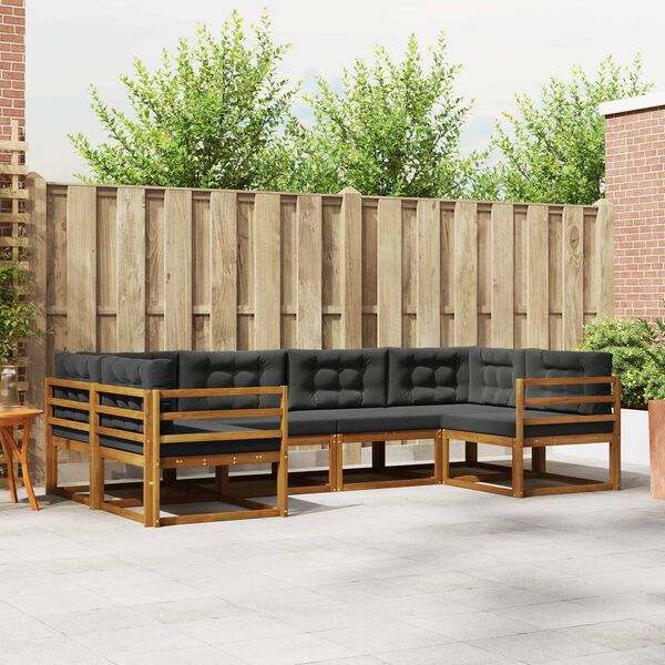 vidaXL V&auml;li diivanikomplekt padjaga 6 pcs Looduslik ja antriit