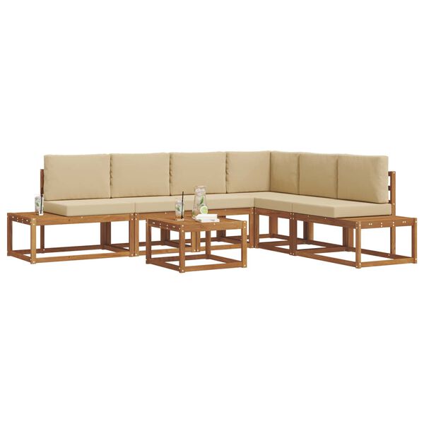 vidaXL V&auml;li diivanikomplekt padjaga 7 T&uuml;kk Looduslik ja beež