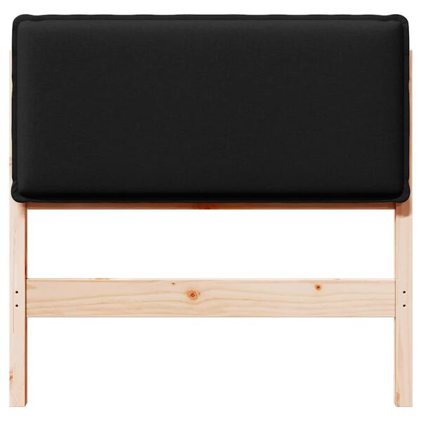 vidaXL Polsterdatud voodiots peaga Looduslik ja must 90 cm Tahke m&auml;nd