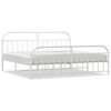 vidaXL metallist voodiraam peatsi ja jalutsiga, valge, 200 x 200 cm