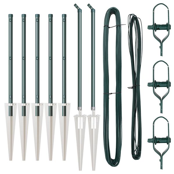 vidaXL Aiapostid 7 pcs Roheline Ø32mm 60 cm Tsingitud teras