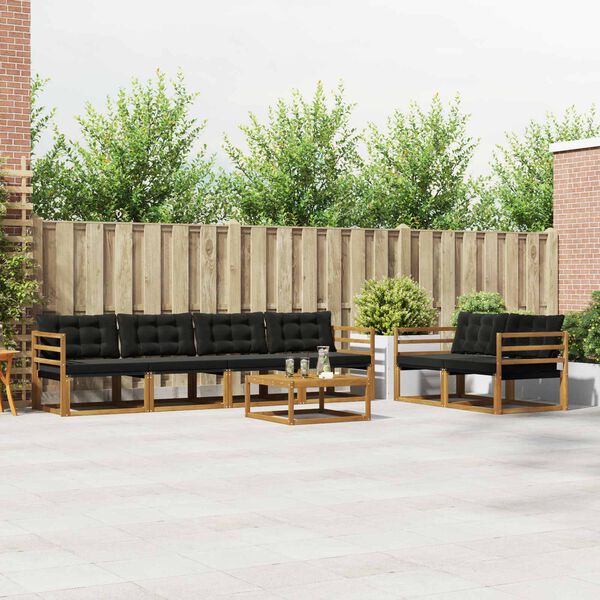 vidaXL V&auml;li diivanikomplekt padjaga 7 pcs Looduslik ja must