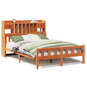 vidaXL riiuliga voodi ilma madratsita, vahapruun, 150x200cm, m&auml;nnipuit