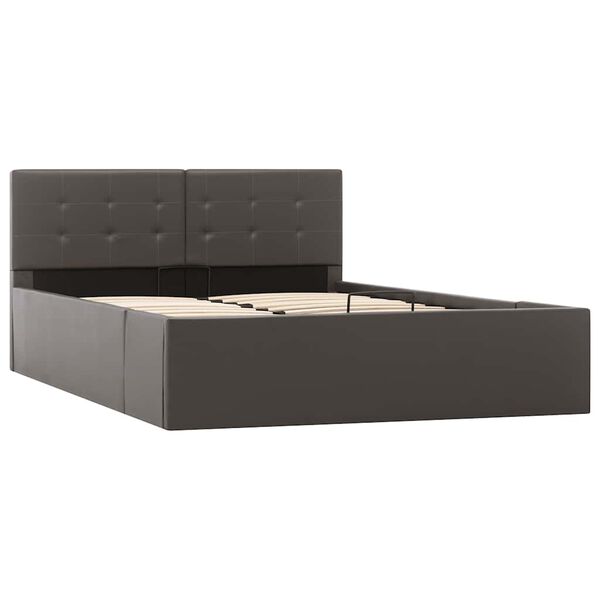 vidaXL h&uuml;drauliline hoiukastiga voodiraam hall kunstnahk 120 x 200 cm