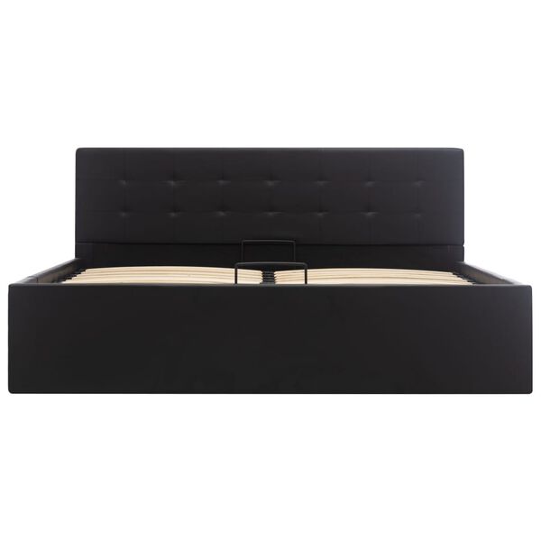 vidaXL hüdrauliline hoiukastiga voodiraam, must, kunstnahk 160x200 cm