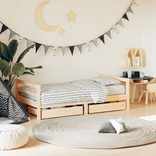 vidaXL lastevoodi raam sahtlitega, 80 x 160 cm, m&auml;nnipuit