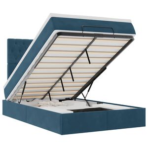 vidaXL Ottomani voodiraam madratsitega, tumesinine, 120x190 cm, samet