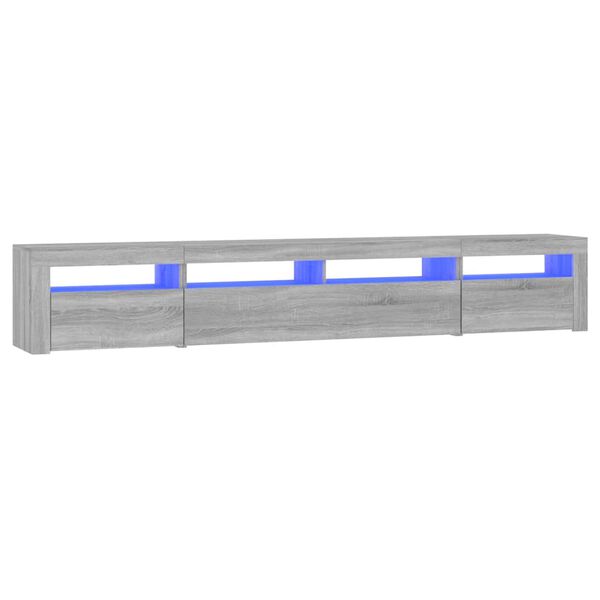 vidaXL telerialus LED-tuledega, hall Sonoma tamm, 240x35x40 cm