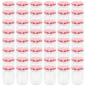 vidaXL klaasist moosipurgid valge ja punase kaanega 48 tk, 230 ml