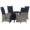 vidaXL Lauda ja toolide komplekt padjaga 5 pcs Hall PE rattan