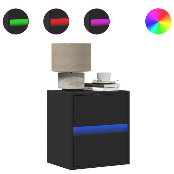 vidaXL seinale kinnitatav &ouml;&ouml;kapp LED-tuledega, must