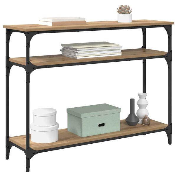 vidaXL Konsoollaud riiuliga K&auml;sit&ouml;&ouml;puu 100 x 29 x 75 cm Tehispuit