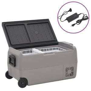 vidaXL rataste ja adapteriga jahutuskast, must ja hall, 50 l, PP & PE