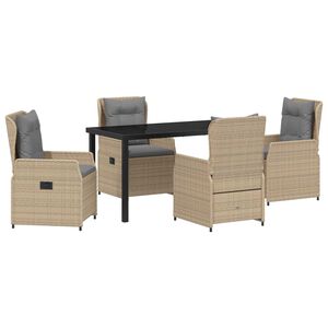 vidaXL Aia s&ouml;&ouml;gilaudade komplekt 5 pcs Beež ja heledhall pol&uuml;rotang