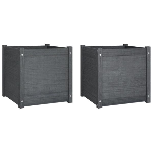 vidaXL aia taimekast 2 tk, hall, 50 x 50 x 50 cm, toekas m&auml;nnipuit