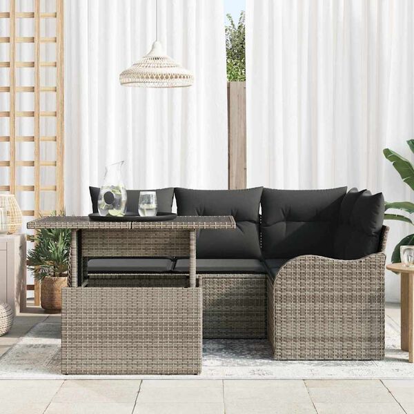 vidaXL Aia Diivanikomplekt padjaga padjaga 5 pcs Hall Pol&uuml; Rattan