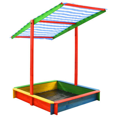 vidaXL liivakast reguleeritava katusega, nulupuit, värviline UV50