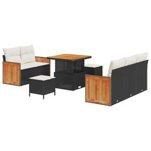 vidaXL Aia Diivanikomplekt padjaga 10 pcs Must ja kreem pol&uuml;rotang