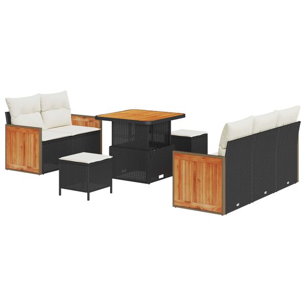 vidaXL Aia Diivanikomplekt padjaga 10 pcs Must ja kreem pol&uuml;rotang