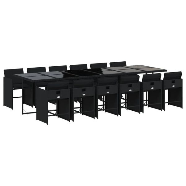 vidaXL 13-osaline aia s&ouml;&ouml;gim&ouml;&ouml;bli komplekt patjadega, must, PE-rotang