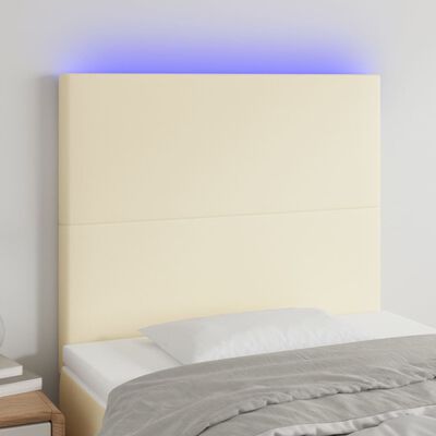 vidaXL LED-voodipeats, kreemjas, 90x5x118/128 cm, kunstnahk