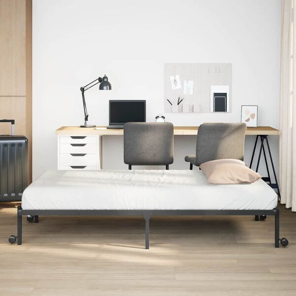 vidaXL voodiraam ilma madratsita Kokkupandav must 75x190 cm terasest