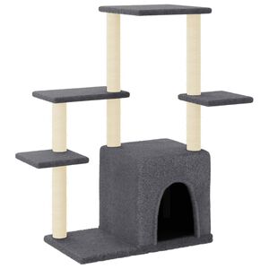 vidaXL kassimaja sisalk&ouml;itega kraapimispostidega, tumehall, 97,5 cm