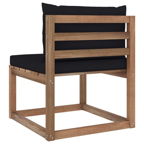 vidaXL kaubaalustest keskmine diivan mustade istmepatjadega