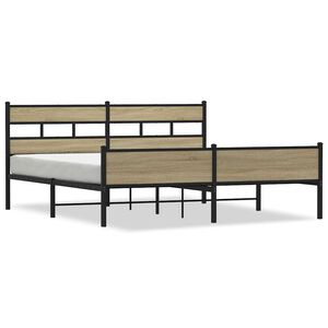 vidaXL metallist voodiraam ilma madratsita Sonoma tamm 183x213 cm