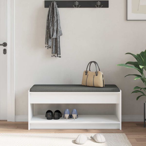 vidaXL Hallipink padjaga riiuliga ladustamisega Valge 103 x 38 x 45 cm